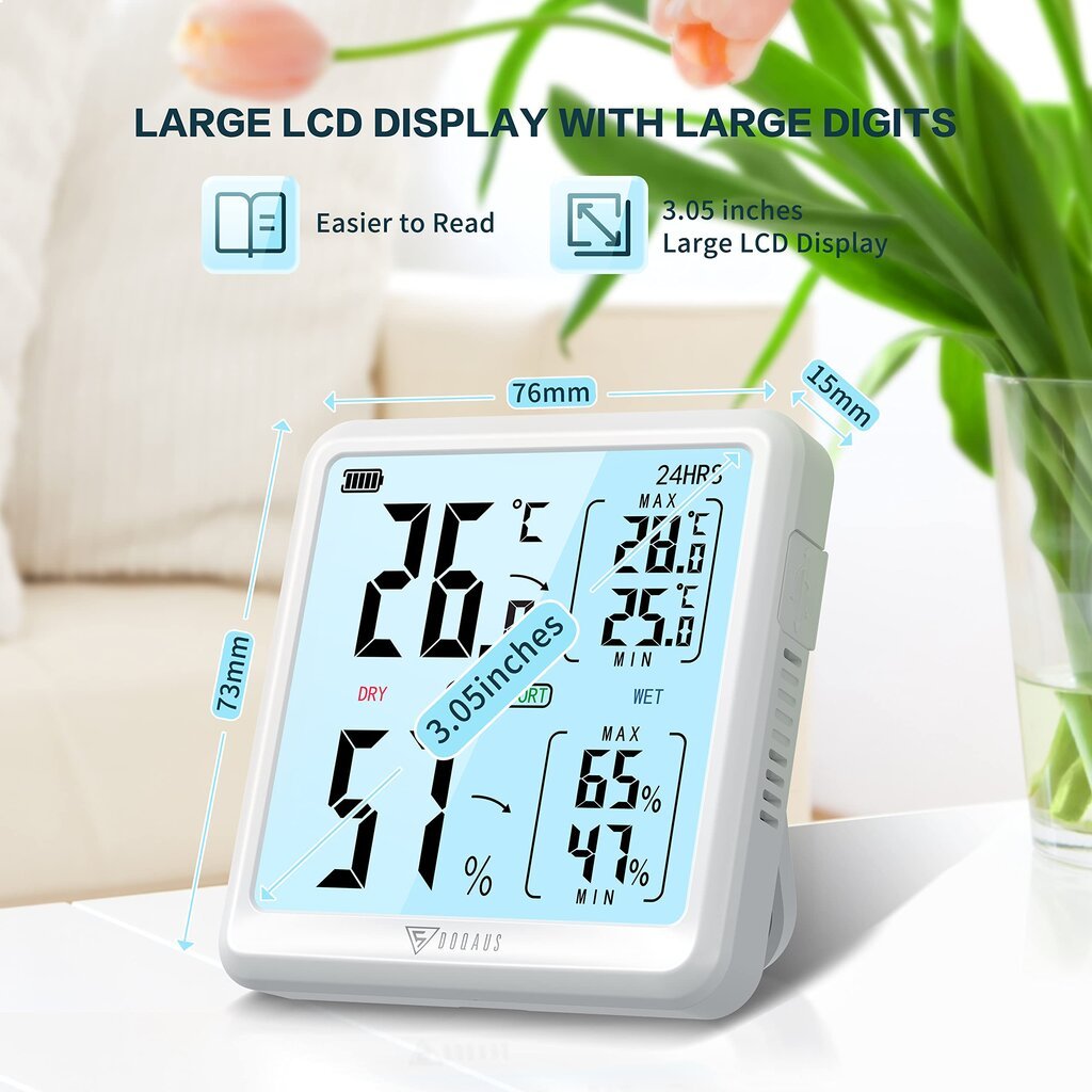 Skaitmeninis kambarinis termometras su higrometru kaina ir informacija | Meteorologinės stotelės, termometrai | pigu.lt