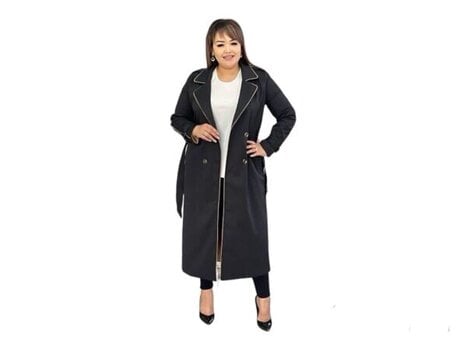Плащ большого размера A.Jama, черный цена и информация | Женские пальто | pigu.lt