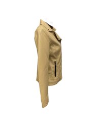 Кожаная женская куртка Garoff PU218, песочный цена и информация | Женские куртки | pigu.lt