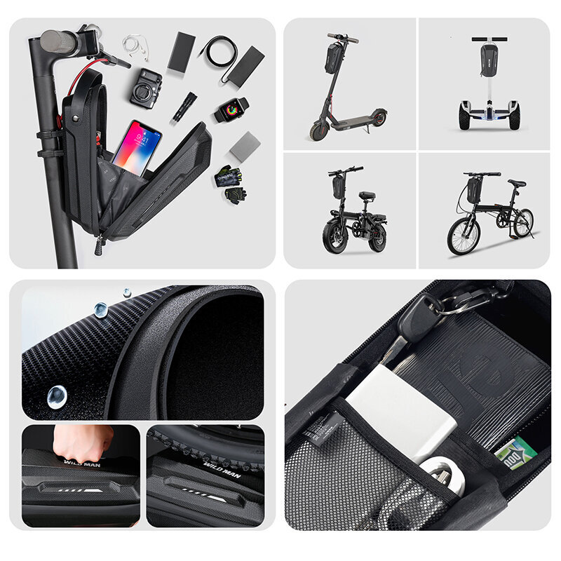 Paspirtuko krepšys Wildman GD9X Plus, 3L, juodas kaina ir informacija | Krepšiai, telefonų laikikliai | pigu.lt