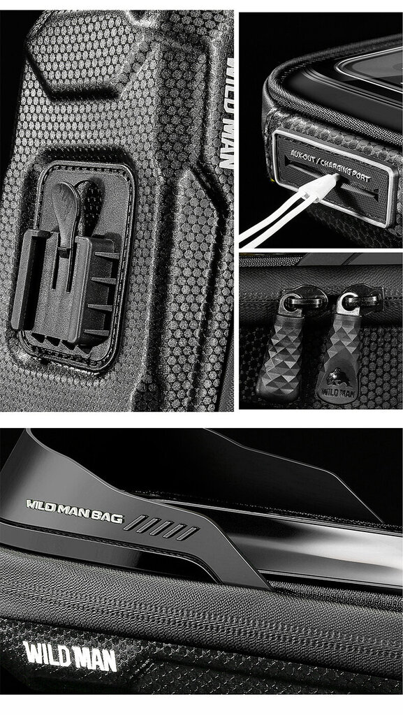 Dviračio krepšys telefonui Wildman ES16, 0,5L, juodas kaina ir informacija | Krepšiai, telefonų laikikliai | pigu.lt