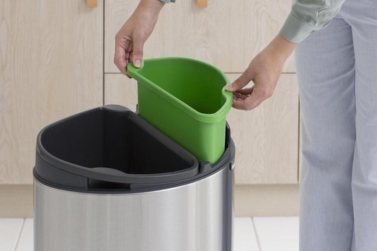 Brabantia šiukšlių dėžė Touch 2 skyriai, 10+23 l kaina ir informacija | Šiukšliadėžės | pigu.lt