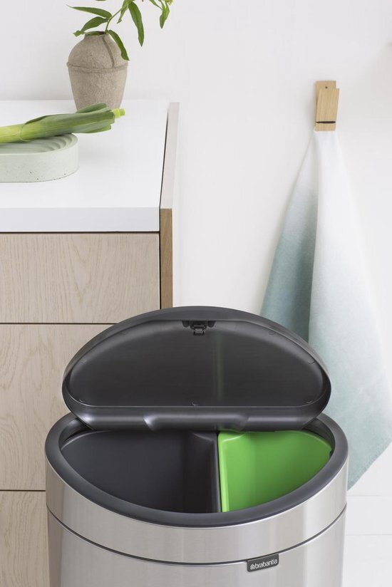 Brabantia šiukšlių dėžė Touch 2 skyriai, 10+23 l kaina ir informacija | Šiukšliadėžės | pigu.lt