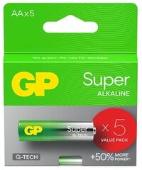 Батарейки GP G-Tech Super Alkaline, AA (LR6), 5 шт. цена и информация | Батарейки | pigu.lt