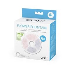 Trigubo veikimo filtras Catit flower, 6 vnt. kaina ir informacija | Dubenėliai, dėžės maistui | pigu.lt