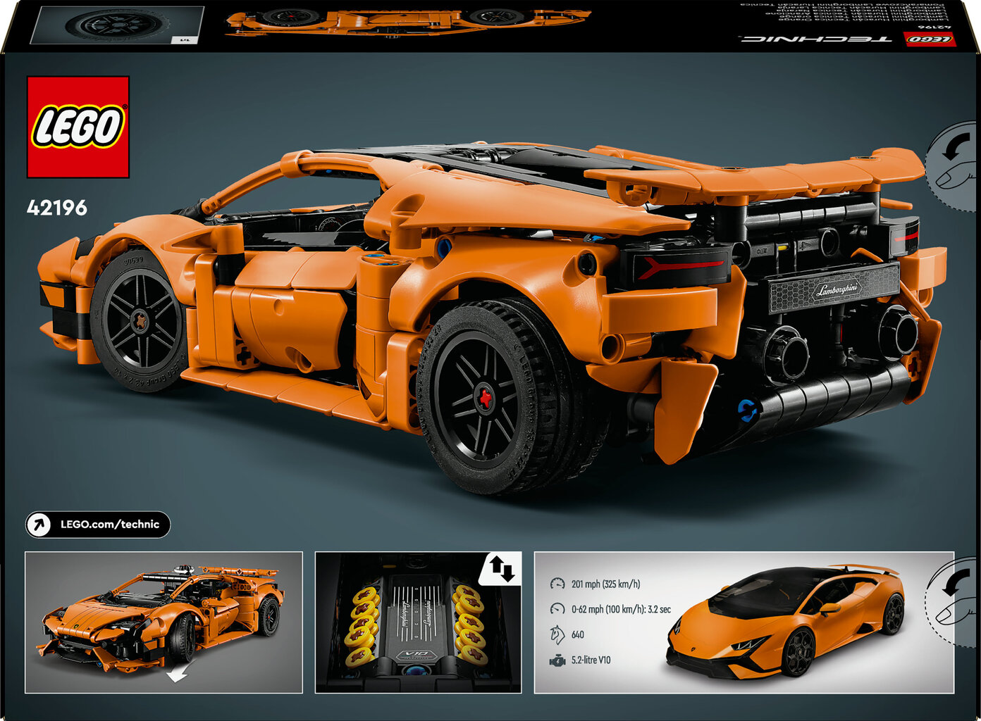 42196 LEGO® Technic Oranžinis „Lamborghini Huracán Tecnica“ kaina ir informacija | Konstruktoriai ir kaladėlės | pigu.lt