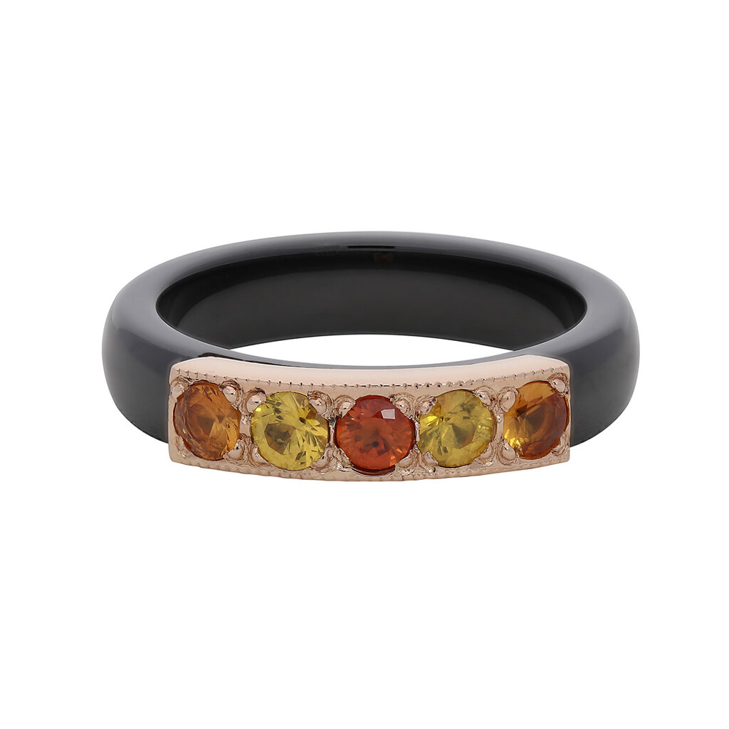 Keramikos žiedas su auksu ir safyrais kaina ir informacija | Žiedai | pigu.lt