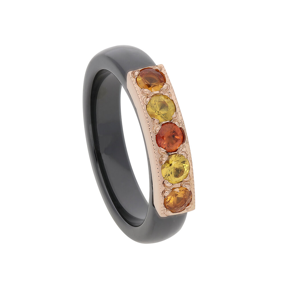 Keramikos žiedas su auksu ir safyrais kaina ir informacija | Žiedai | pigu.lt