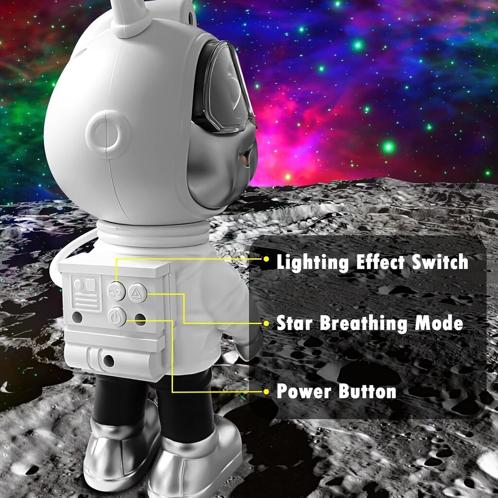 LED galaktikų ir žvaigždžių projektorius Astronautas Bunny цена и информация | Dekoracijos šventėms | pigu.lt