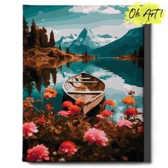 Картина по номерам На Раме Лодка на реке Oh Art! 40x50 см цена и информация | Набор для рисования по номерам | pigu.lt