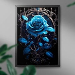 Tapyba pagal skaičius Rėmelyje Mėlyna rožė Oh Art!, 40x50 cm kaina ir informacija | Tapyba pagal skaičius | pigu.lt