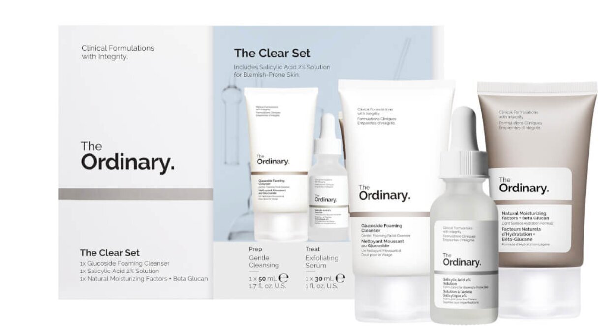 Veido priežiūros rinkinys The Ordinary Clear Set: prausiklis, 50 ml + serumas, 30 ml + kremas, 30 ml kaina ir informacija | Veido prausikliai, valikliai | pigu.lt