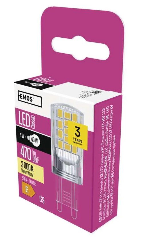 LED lemputė EMOS CLS JC 4W G9 470lm WW цена и информация | Elektros lemputės | pigu.lt