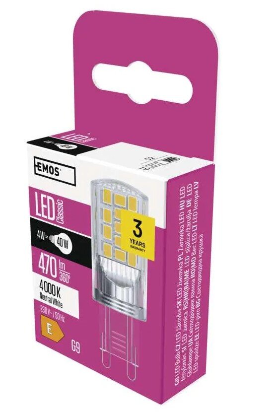 LED lemputė EMOS CLS JC 4W G9 470lm NW kaina ir informacija | Elektros lemputės | pigu.lt