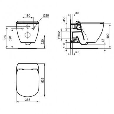 Ideal Standard Pakabinamas klozetas Idealmood Aquablade su dangčiu matinis juodas T4665V3 kaina ir informacija | Klozetai | pigu.lt