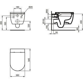 Ideal Standard Pakabinamas klozetas Blend Curve su dangčiu baltas T520601 цена и информация | Klozetai | pigu.lt