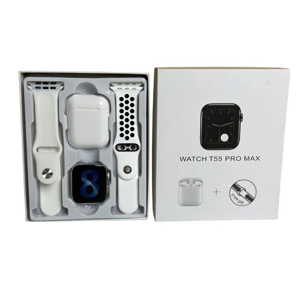 T55 Pro Max Set White kaina ir informacija | Išmanieji laikrodžiai (smartwatch) | pigu.lt