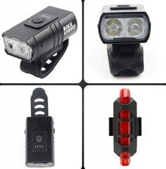 Įkraunamas LED apšvietimo rinkinys dviračiui, juodas kaina ir informacija | Žibintai ir atšvaitai dviračiams | pigu.lt
