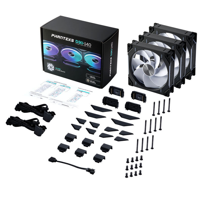 Phanteks D30 PWM Reverse Airflow D-RGB 3-Pack PH-F140D30R kaina ir informacija | Kompiuterių ventiliatoriai | pigu.lt