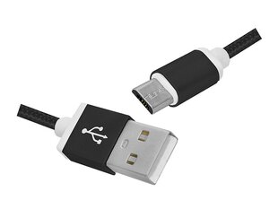 PS USB -microUSB кабель 1 м в оплетке черный цена и информация | Кабели для телефонов | pigu.lt