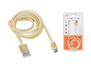 PS USB -microUSB кабель 1м в золотой оплетке цена и информация | Кабели для телефонов | pigu.lt