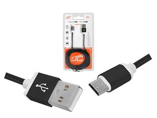 PS USB -microUSB кабель 2 м в оплетке черный цена и информация | Кабели для телефонов | pigu.lt