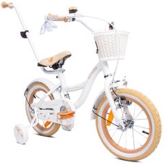 Толкатель боковые колеса Цветочный велосипед ребенок синий для девочек 14 дюймов толкать велосипед цена и информация | Балансировочные велосипеды | pigu.lt