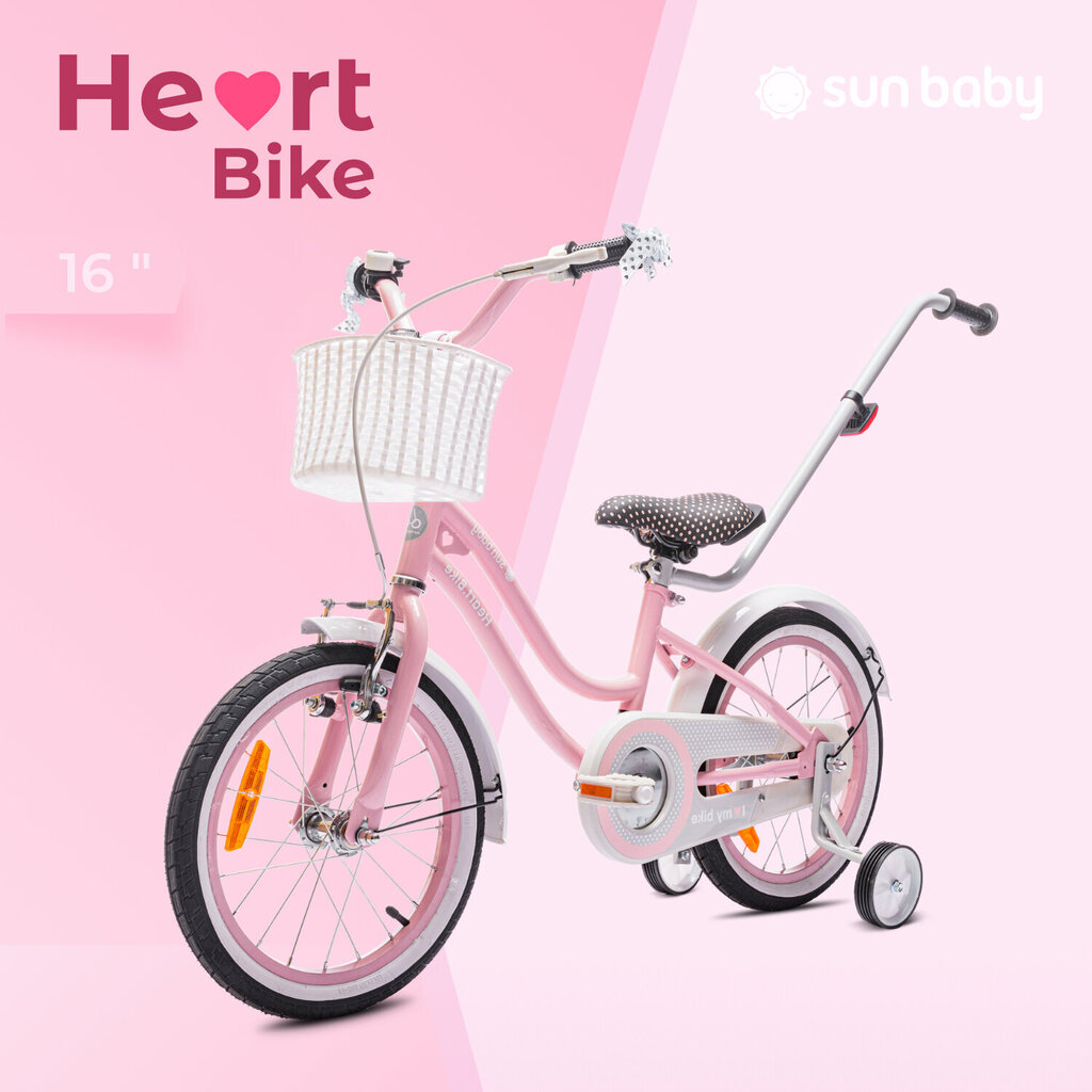 Vaikiškas dviratis Heart Bike 16", rožinis kaina ir informacija | Dviračiai | pigu.lt