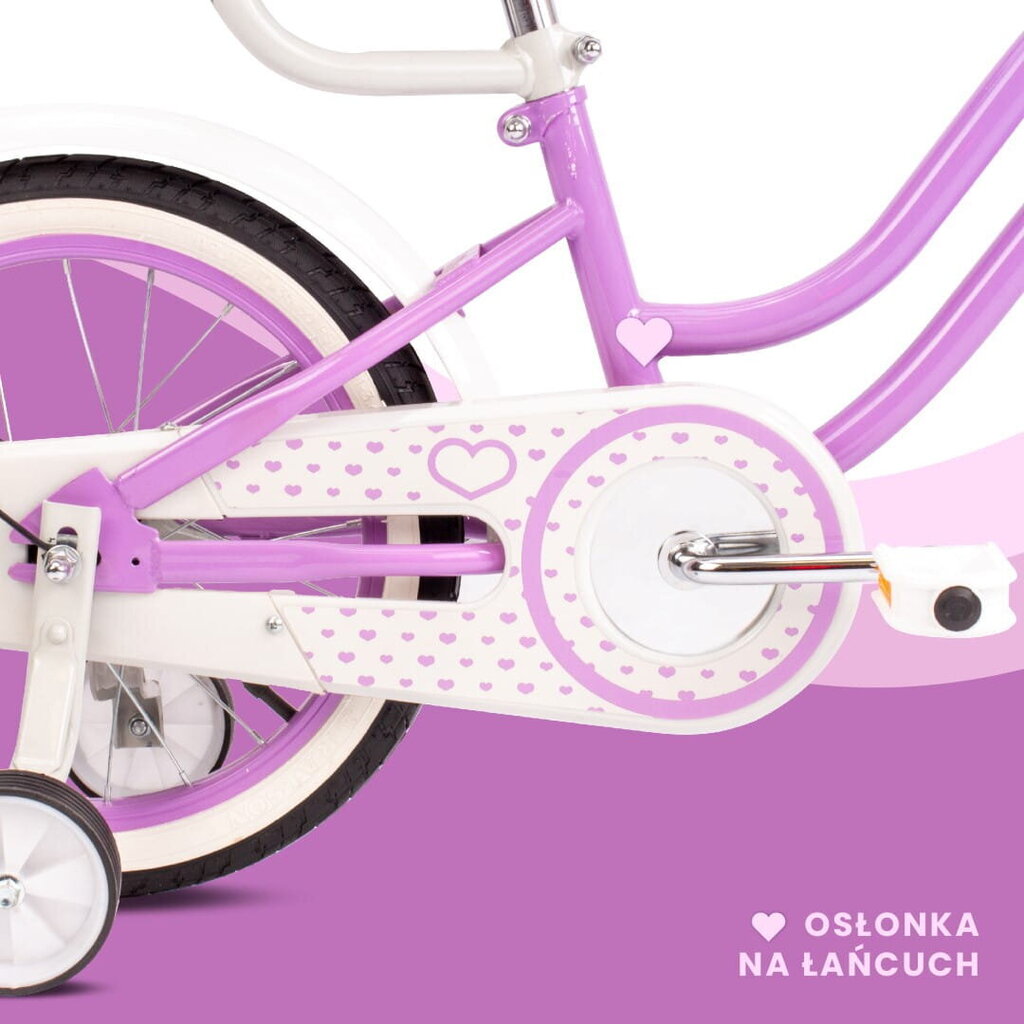 Vaikiškas dviratis Heart Bike 16", violėtinis kaina ir informacija | Dviračiai | pigu.lt