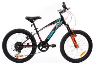 Rower 20 cali dla chłopca Tiger Bike Shimano RevoShift 6 biegowy czarno pomarańczowy цена и информация | Велосипеды | pigu.lt