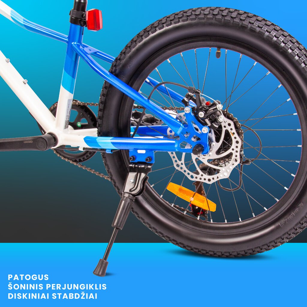 Vaikiškas dviratis MTB Shimano 20", baltas цена и информация | Dviračiai | pigu.lt