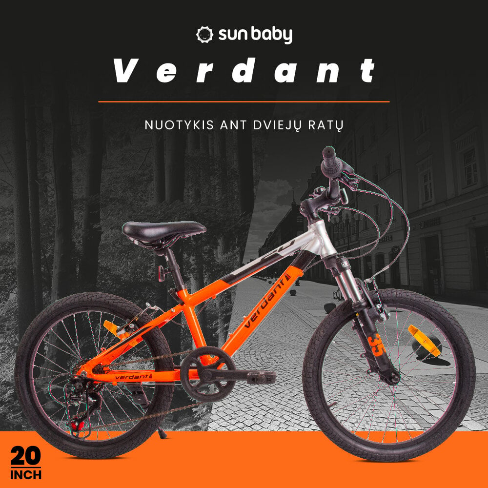 Vaikiškas dviratis MTB Shimano 20", oranžinis kaina ir informacija | Dviračiai | pigu.lt