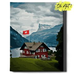 Tapyba pagal skaičius Rėmelyje Namai Šveicarijoje Oh Art!, 40x50 cm kaina ir informacija | Tapyba pagal skaičius | pigu.lt