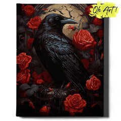 Картина по номерам На Раме Ворон и роза Oh Art! 40x50 см цена и информация | Живопись по номерам | pigu.lt