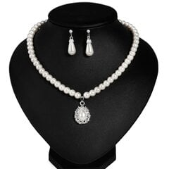 Vėrinys Perlo Princesė su auskarais, spalva sidabro kaina ir informacija | Kaklo papuošalai | pigu.lt