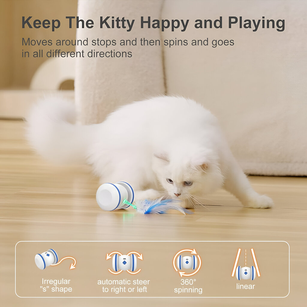 Interaktyvus žaislas Livman PT2025, baltas/mėlynas kaina ir informacija | Žaislai katėms | pigu.lt
