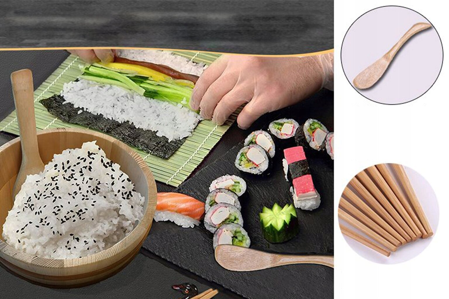 Suši gaminimo rinkinys, 12 dalių kaina ir informacija | Virtuvės įrankiai | pigu.lt
