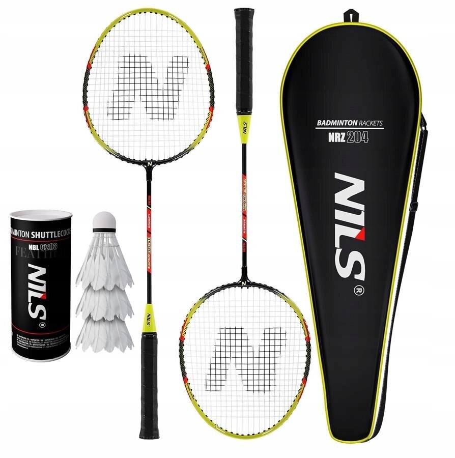 Badmintono rinkinys Nils, 2 vnt, geltonas kaina ir informacija | Badmintonas | pigu.lt