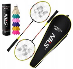 Badmintono rinkinys Nils, 2 vnt, geltonas kaina ir informacija | Badmintonas | pigu.lt