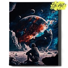 Tapyba pagal skaičius Rėmelyje Astronautas Mėnulyje Oh Art!, 40x50 cm kaina ir informacija | Tapyba pagal skaičius | pigu.lt