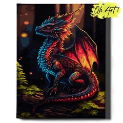 Картина по номерам На Раме Дракон в лесу Oh Art! 40x50 см цена и информация | Набор для рисования по номерам | pigu.lt