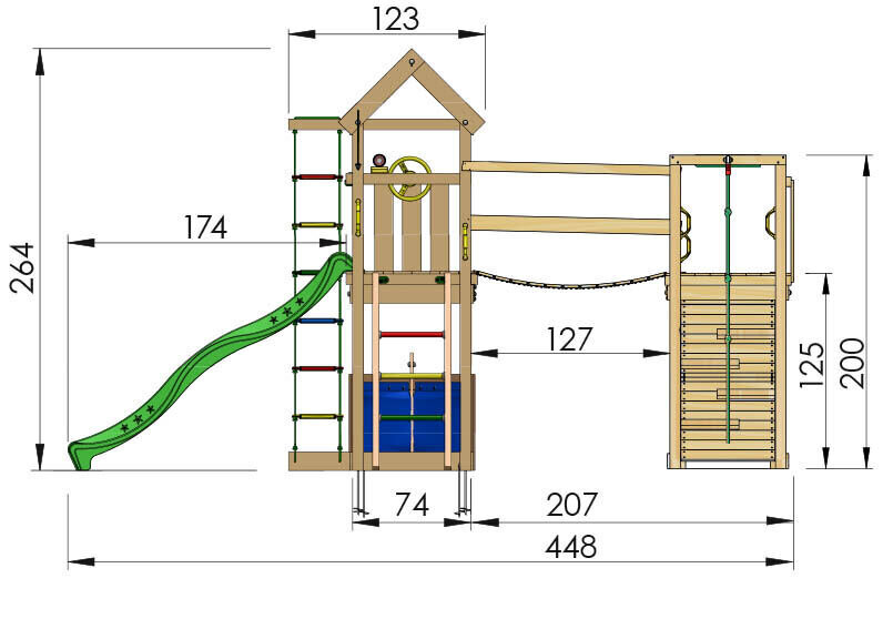 Žaidimo aikštelė Jungle Gym Viking Clutter Bridge kaina ir informacija | Vaikų žaidimų nameliai | pigu.lt