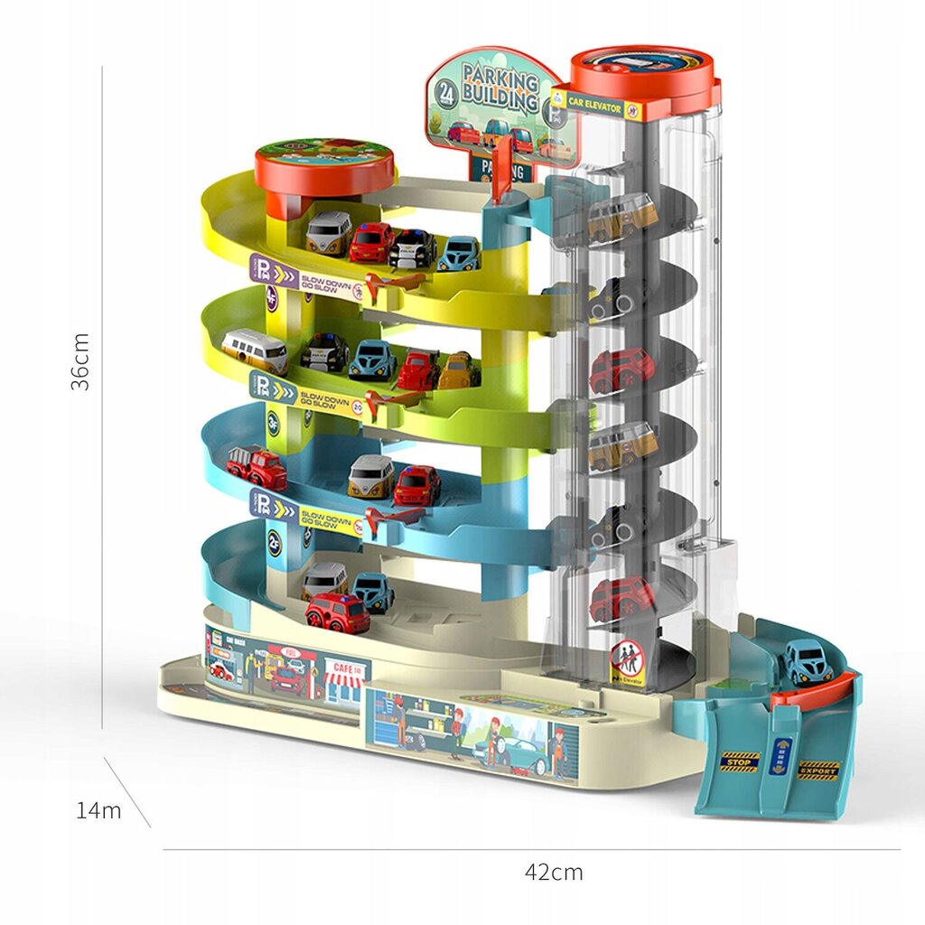 Automobilių stovėjimo aikštelė su garažu,liftu ir automobiliais AIG kaina ir informacija | Žaislai berniukams | pigu.lt