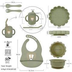 Silikoninis kūdikių maisto rinkinys, šviesiai rausvas triušis, 7 d. цена и информация | Детская посуда, контейнеры для молока и еды | pigu.lt