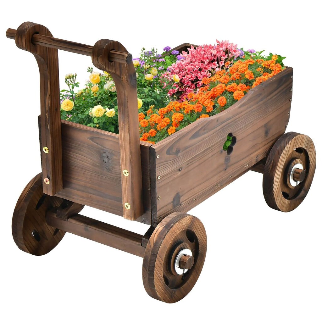 Dekoratyvinis gėlių vežimėlis su ratukais Costway, 68 x 38,5 x 53,5 cm цена и информация | Vazonai | pigu.lt