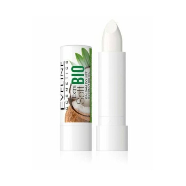 Lūpų balzamas Eveline Cosmetics ExtraSoft bio, kokosas 12 ml kaina ir informacija | Lūpų dažai, blizgiai, balzamai, vazelinai | pigu.lt