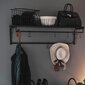 Sieninė lentyna su pakabomis, juoda kaina ir informacija | Drabužių kabyklos | pigu.lt