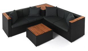 2-ių dalių lauko baldų komplektas, juodas/rudas kaina ir informacija | Lauko baldų komplektai | pigu.lt