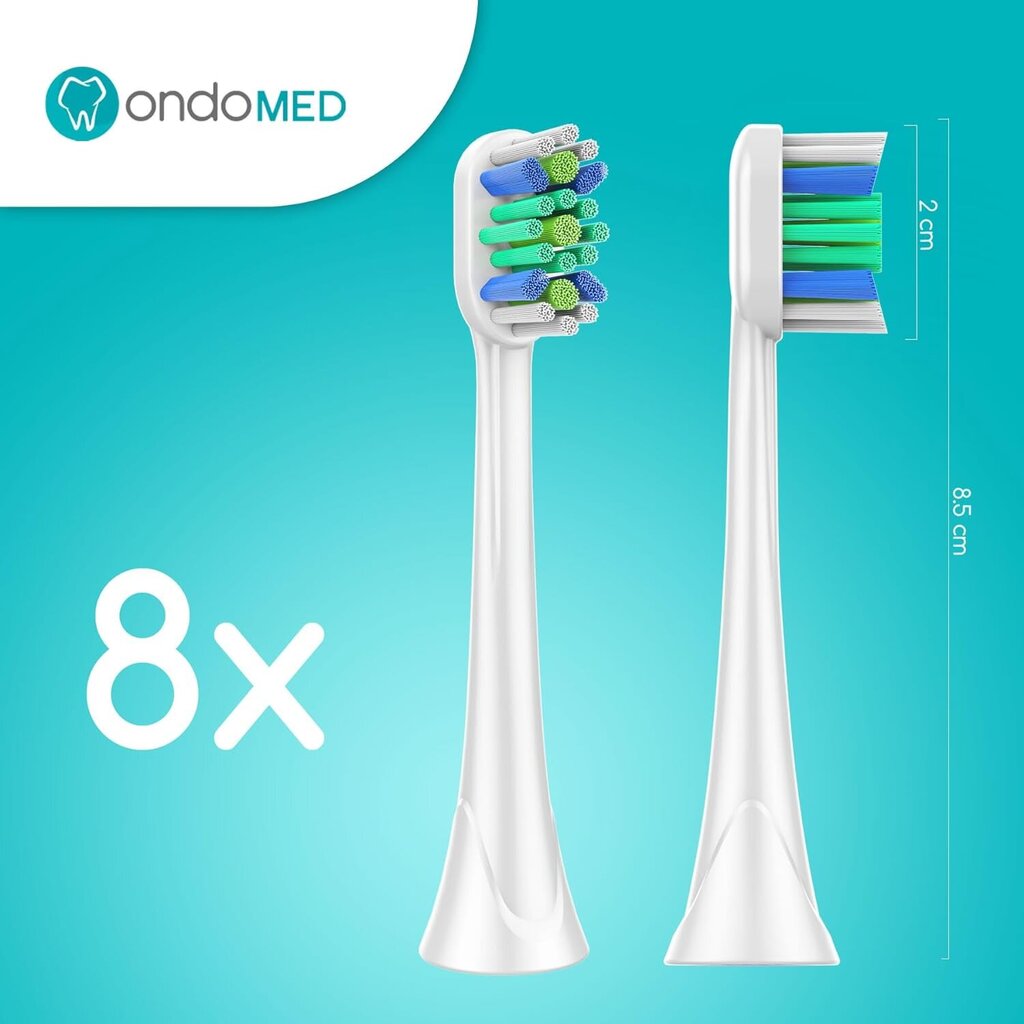 Ondomed Philips Sonicare, 8 vnt. цена и информация | Elektrinių dantų šepetėlių antgaliai | pigu.lt