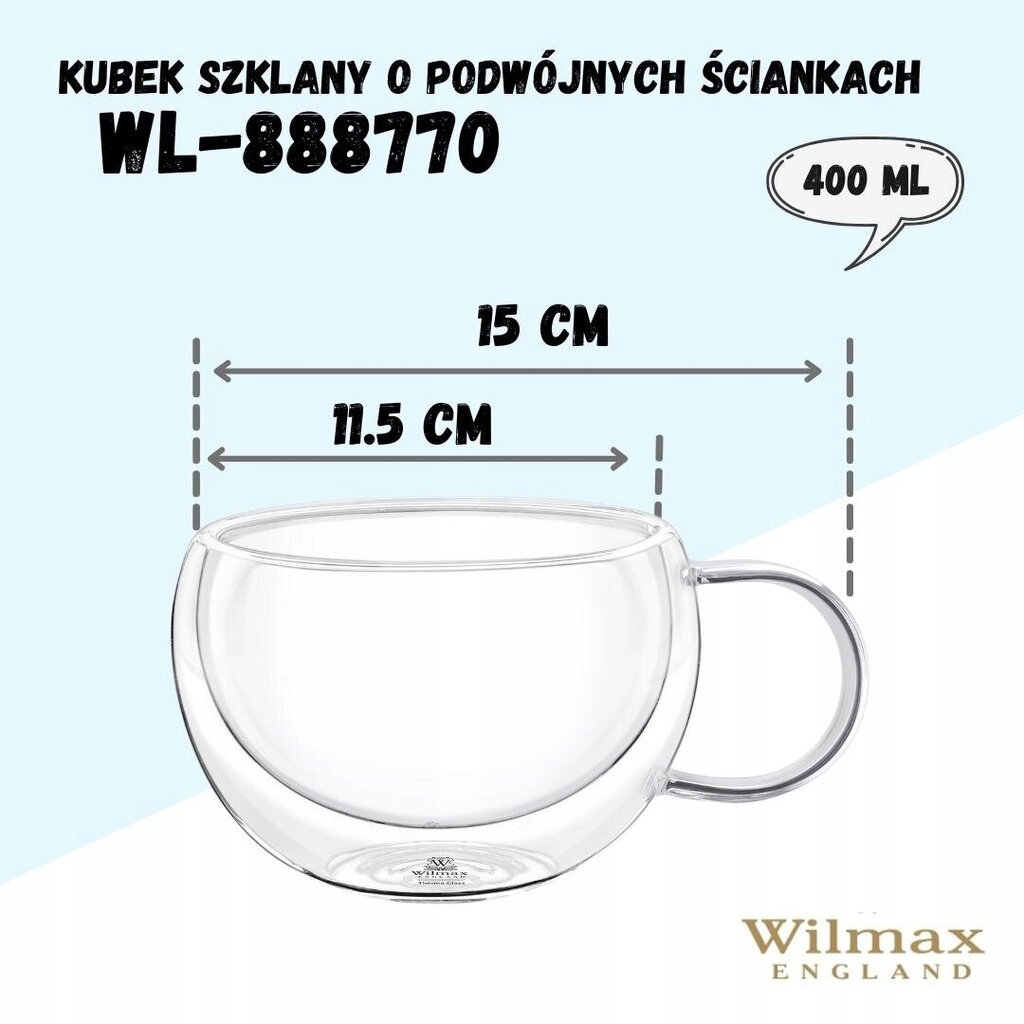 Wilmax puodelių rinkinys, 2 vnt. kaina ir informacija | Taurės, puodeliai, ąsočiai | pigu.lt